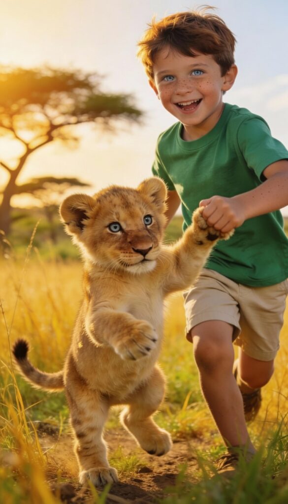 Custom kids animation created from real child photo in magical forest