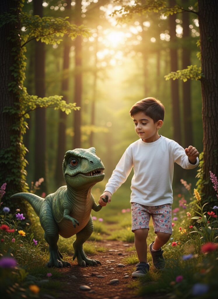 Custom kids animation created from real child photo in magical forest