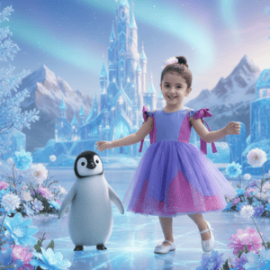 Custom kids animation created from real child photo in magical forest