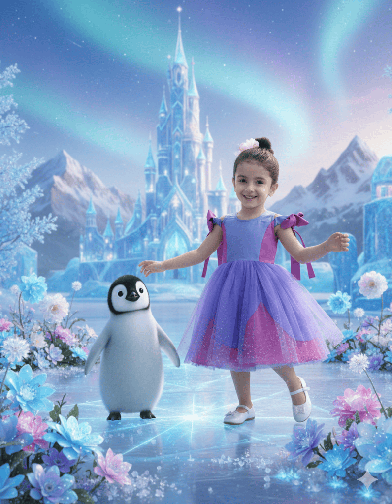 Custom kids animation created from real child photo in magical forest