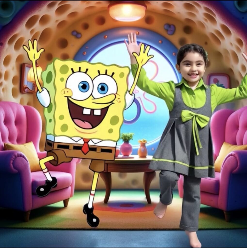 Custom kids animation created from real child photo in magical forest