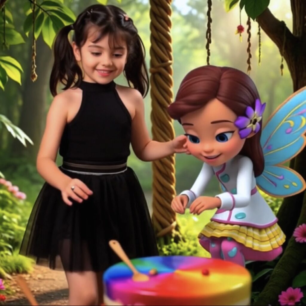Custom kids animation created from real child photo in magical forest