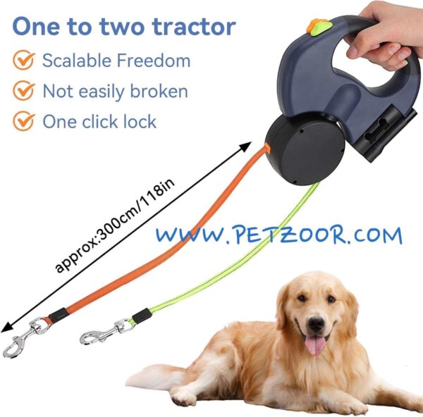 retractable dog leash petzoor twinlead
