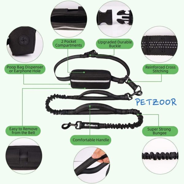 reflective hands free dog leash petzoor activestride